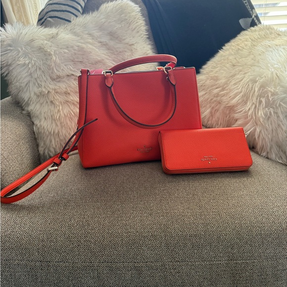 kate spade Handbags - Kate spade orange Leather Tote and Wallet Set